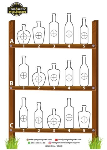 RAFTA SIRALI ŞİŞELER HEDEF KAĞIDI - 25 adet