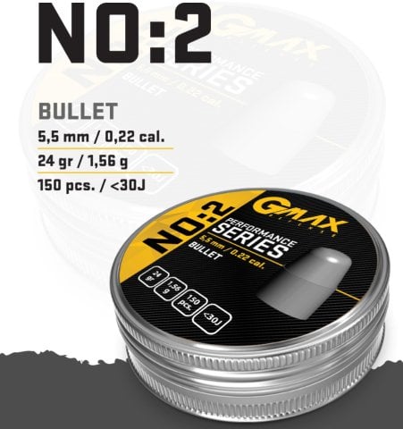 Gmax Defense 5.5mm 24gr 1.56g NO:2 Havalı Tüfek Mermisi