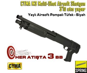 CYMA M3 Multi-Shot Airsoft Shotgun Pompalı - 3Lü atış yapar