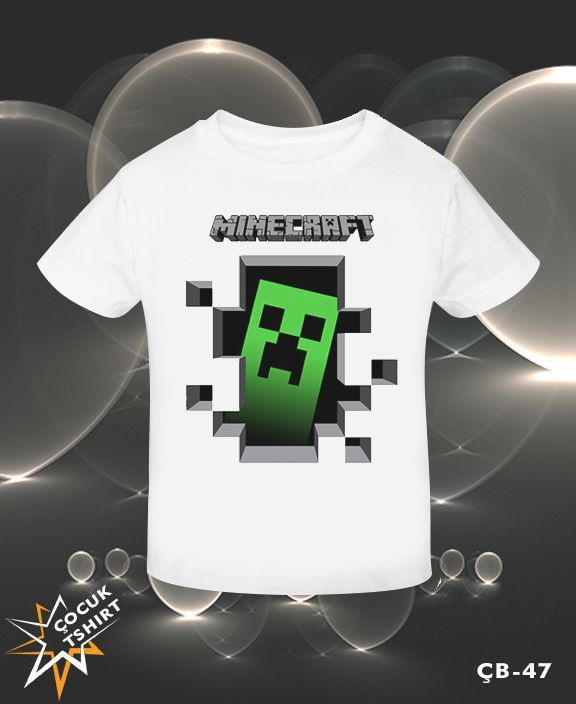 Minecraft Cocuk Tisort Beyaz Unisex