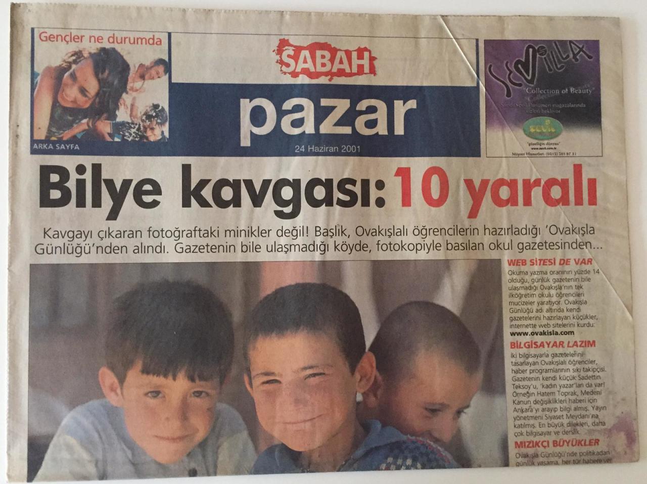 Sabah Gazetesi Pazar Eki 24 Haziran 2001 Yaz Popçusu İzel Bebek