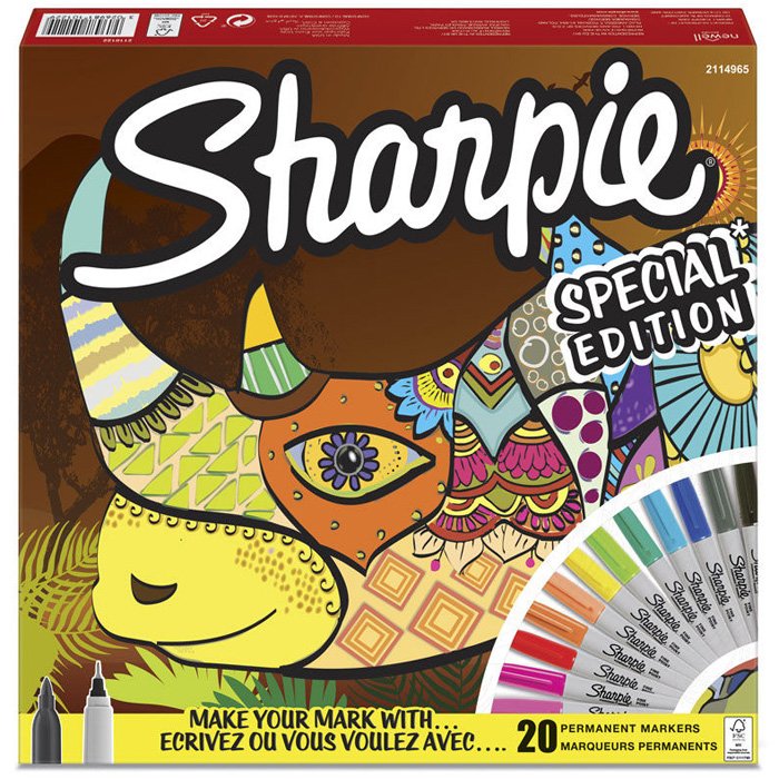 sharpie permanent kalem seti fine uc 20 renk gergedan
