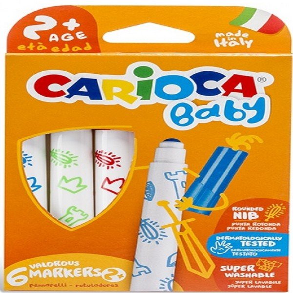 Carioca Jumbo Bebek Süper Yıkanabilir Keçeli Boya Kalemi 6�lı + 2 Yaş