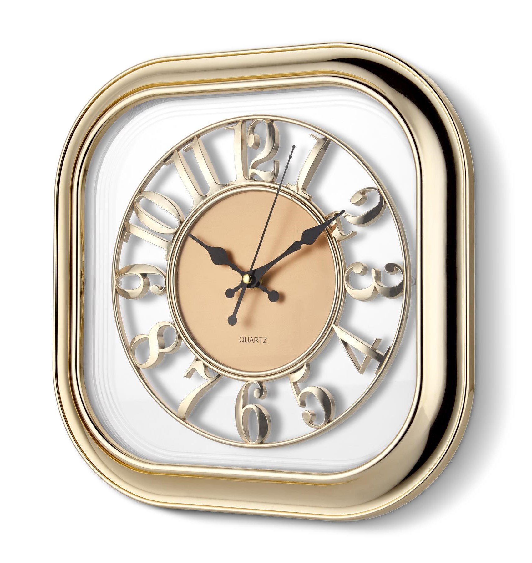 SETA TIME DUVAR SAATİ KARE EMBOSSED GOLD 25 CM Setabianca