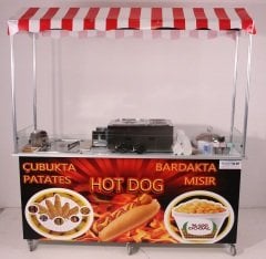 Hot Dog Çubukta Patates ve Bardakta Mısır Standı (Model Çeşme) 65X180