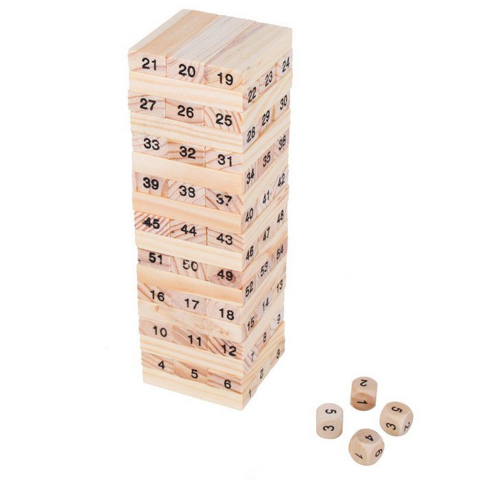 Zarli Sayili Ahsap Denge Oyunu Jenga 54 Parca