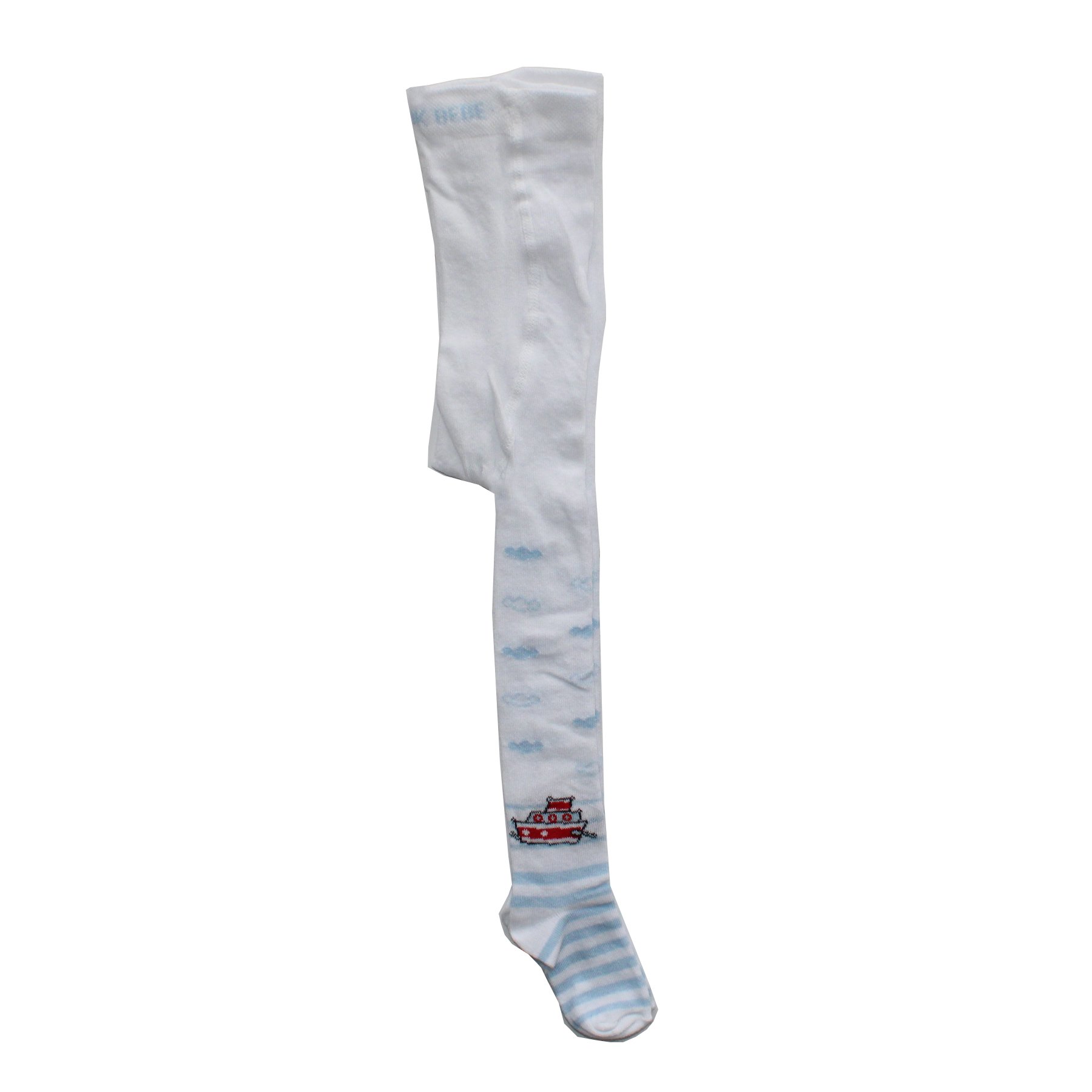 Beyaz Gemili Erkek Bebek Külotlu Çorap