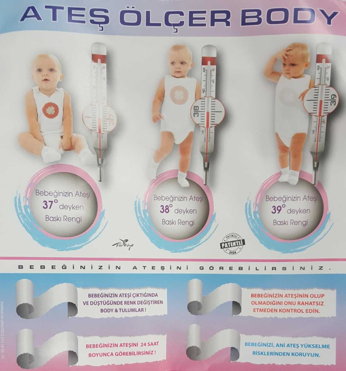 Ateş Ölçer Bebek Badi Zıbınlar Body Zıbın ve Alt Bebegen