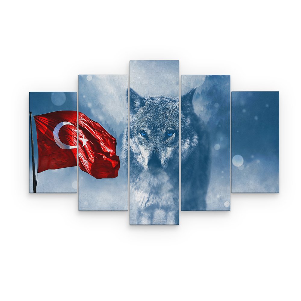 Bozkurt Ay Yıldız 5 Parça MDF Tablo