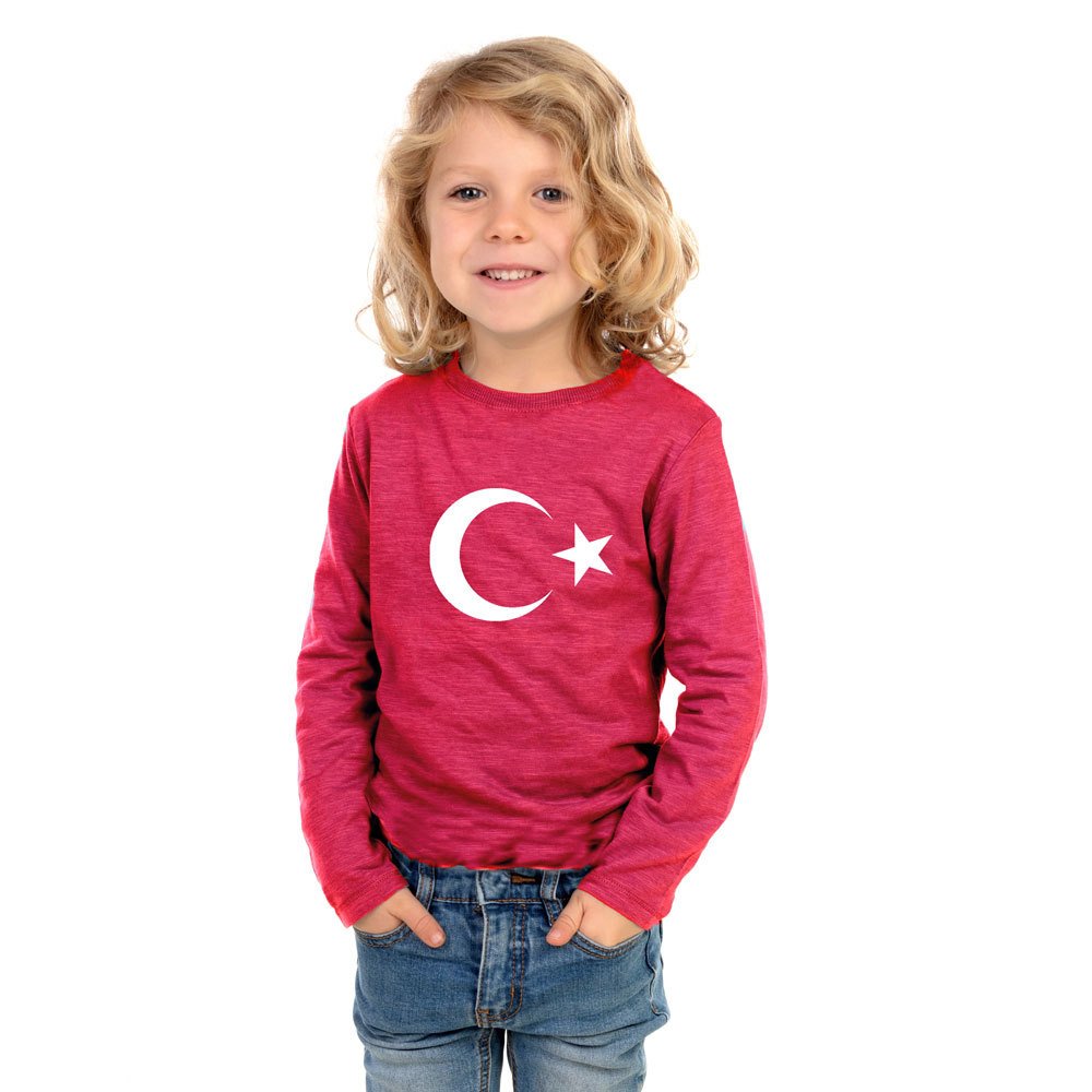 Ay Yildiz Bisiklet Yaka Uzun Kol Cocuk Tisort Kirmizi 9 Yas