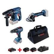 Bosch GBH 180-LI Kırıcı Delici + GWS 180-LI Taşlama + GSB 18V-50 Matkap