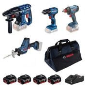 Bosch GBH 180-LI + GSA 18V-LI + GSR 185-LI + GDX 180-LI