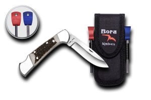 Bora 201 BPS Orta Boy Yuvarlak Uçlu Boynuz Saplı Çakı Survival Kit