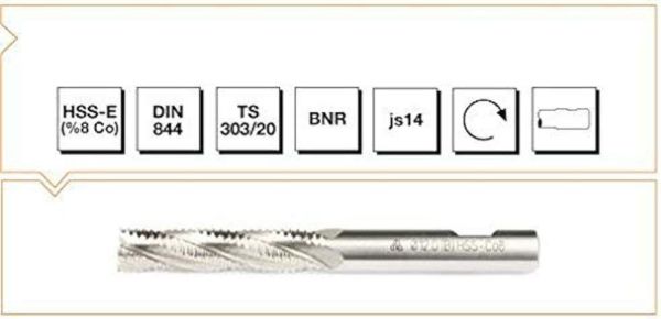 HSS-Co8 Din 844/NR Kaba Talaş Freze Uzun 12 Mm Satın Al | Hırdavat Home