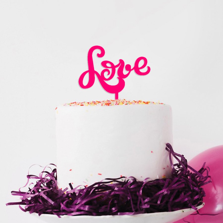 Pleksi Cake Topper Pasta Süsü Love