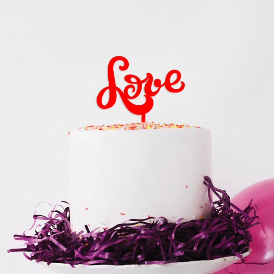 Pleksi Cake Topper Pasta Süsü Love