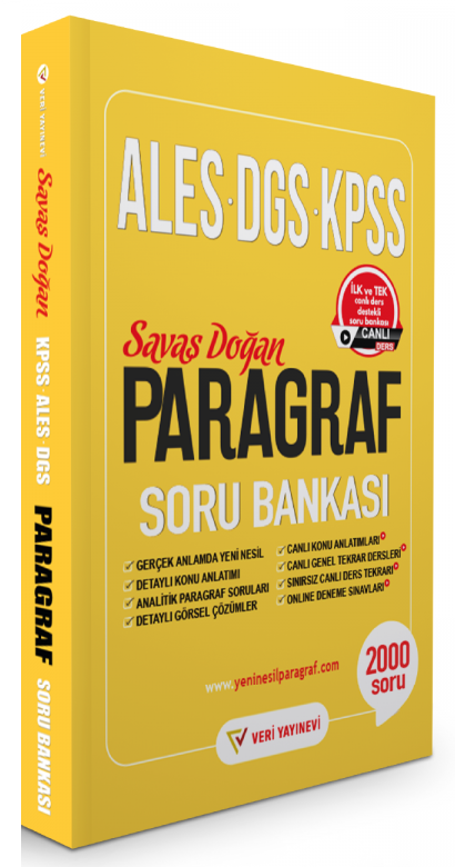 Veri Yayınları KPSS ALES DGS Paragraf Soru Bankası - Savaş Doğan Veri Yayınları