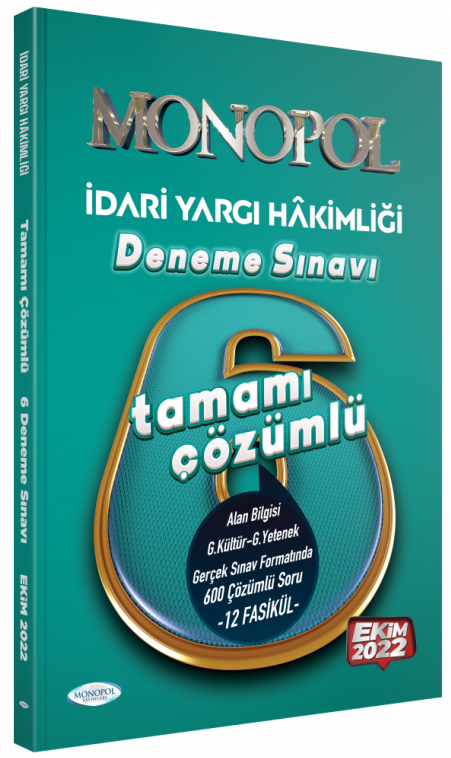 Monopol 2022 İdari Yargı Hakimliği 6 Deneme Çözümlü Monopol Yayınları Monopol 2022 İdari Yargı Hakimliği 6 Deneme Çözümlü Monopol Yayınları