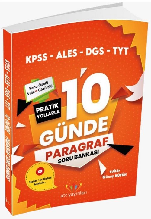 ATC Yayınları KPSS ALES DGS TYT 10 Günde Paragraf Soru Bankası Video Çözümlü ATC Yayınları