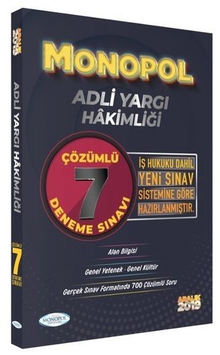 SÜPER FİYAT Monopol 2019 Adli Yargı Hakimliği 7 Deneme Çözümlü Monopol Yayınları