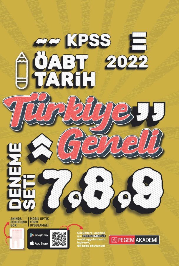 Pegem 2022 ÖABT Tarih Öğretmenliği Türkiye Geneli 3 Deneme (7-8-9) Pegem Akademi Yayınları