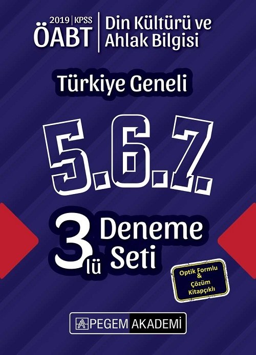 Pegem 2019 ÖABT Din Kültürü ve Ahlak Bilgisi Türkiye Geneli 3 Deneme (5.6.7) Pegem Akademi Yayınları