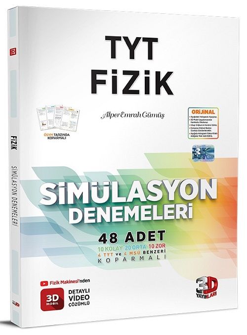 3D Yayınları YKS TYT Fizik Simülasyon 48 Deneme 3D Yayınları