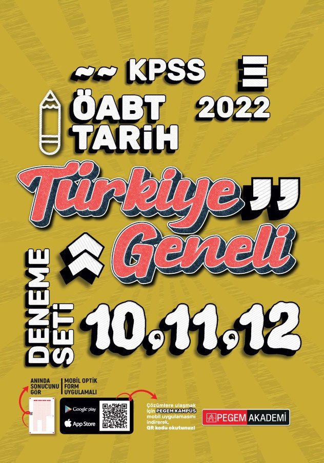 Pegem 2022 ÖABT Tarih Öğretmenliği Türkiye Geneli 3 Deneme (10-11-12) Pegem Akademi Yayınları Pegem 2022 ÖABT Tarih Öğretmenliği Türkiye Geneli 3 Deneme (10-11-12) Pegem Akademi Yayınları