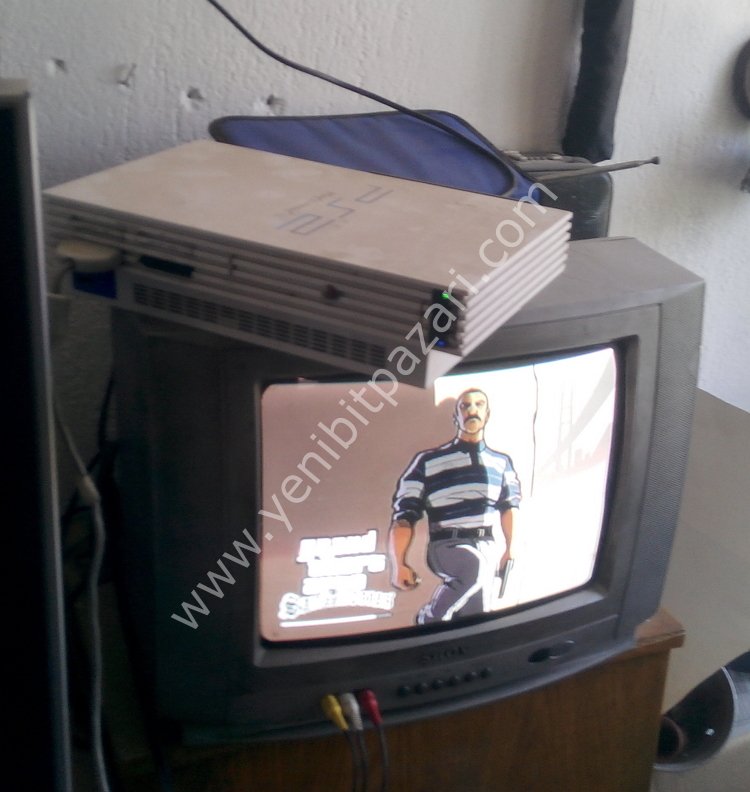 sony play station 2 ps2 kalin kasa fat scph 55005 hard diskli 15 oyun yuklu oyun konsolu set 80 gb hdd beyaz