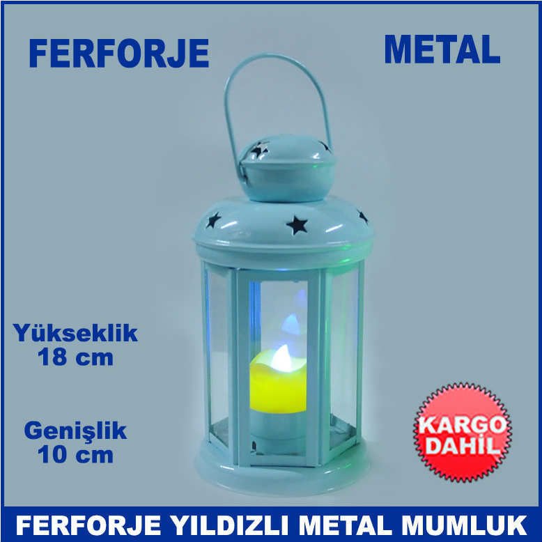 Yıldızlı Motifli Ferforje Metal Mumluk Tea Light Mumluk Kafes Mumluk Dekoratif Mumluk şamdan