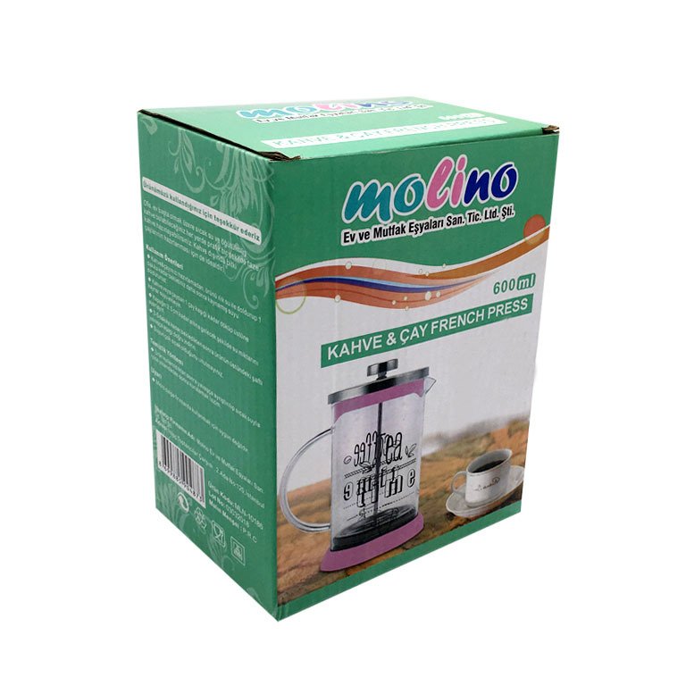 Lüx Cam Bitki Çayı Demleme Süzgeci 600ml Büyük French Press Filtre