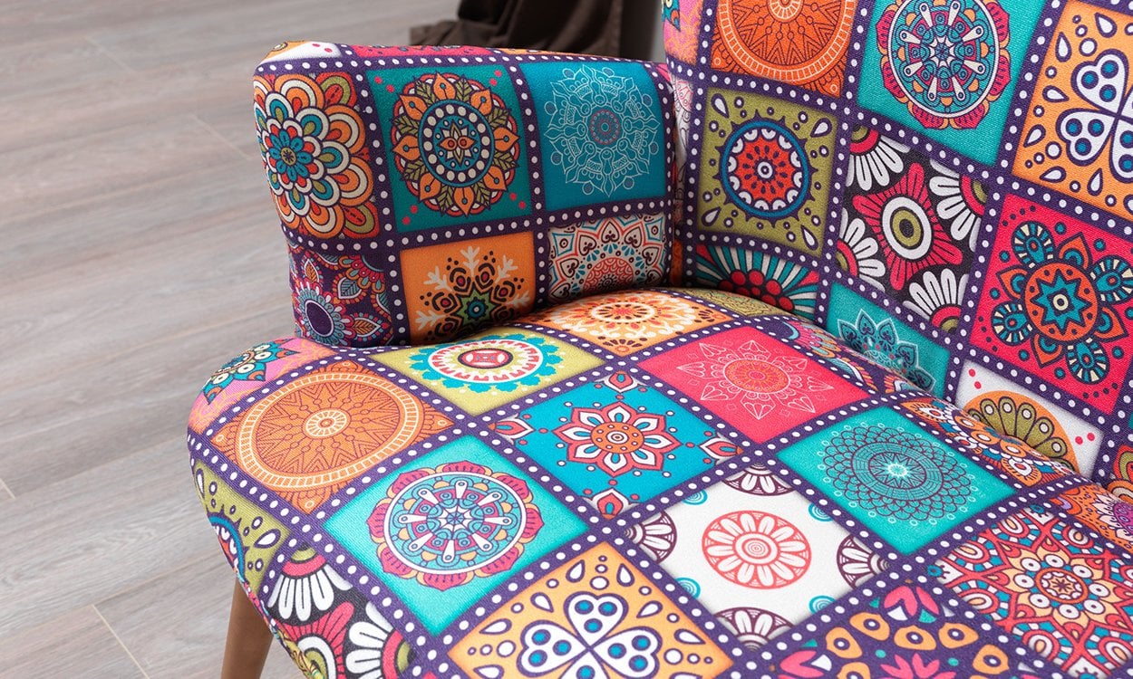 Liya Patchwork İkili Koltuk, Salon, Balkon MobilyaBazari İkili Koltuk