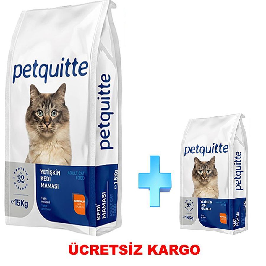 Petquitte Somonlu Balıklı Kedi Maması 15 Kg + 1,5 Kg Mama Hediyeli