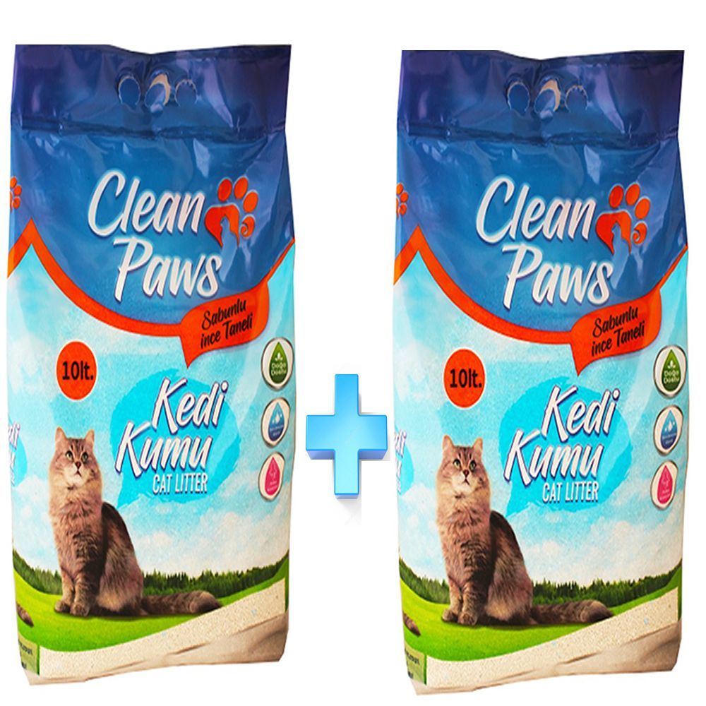 Clean Paws Bentonit Sabun Kokulu İnce Taneli Kedi Kumu 10 Lt X 2 Adet