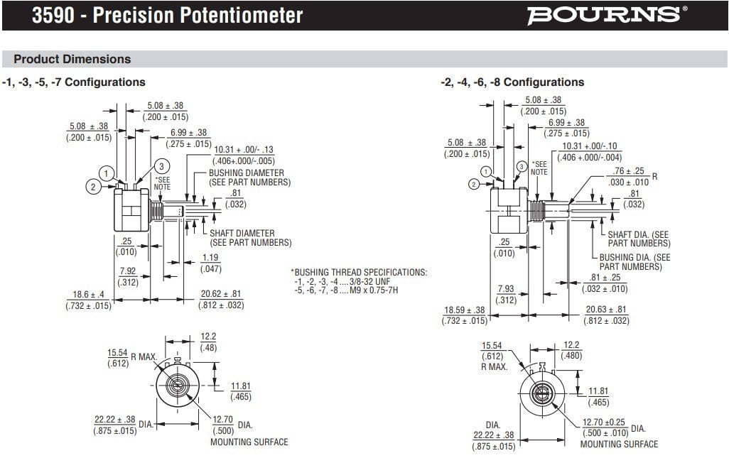 3590S-10K 2W 10TUR Potansiyometre