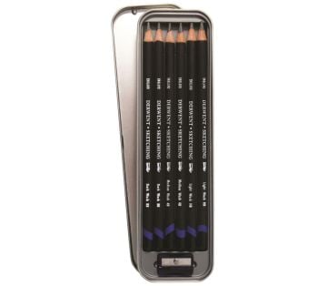 Derwent Watersoluable Sketching Pencils Suda Çözünebilen Çizim Kalemi Seti 6'lı Teneke Kutu