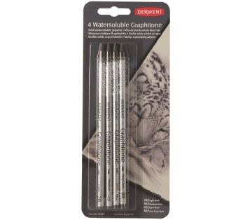 Derwent Watersoluble Graphitone Suda Çözünebilen Ağaçsız Grafit Kalem Seti 4'lü Blister