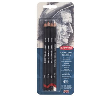 Derwent Charcoal Pencils Kömür Füzen Kalem Seti Blister 4'lü