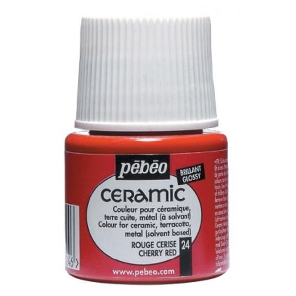 Pebeo Cam Ceramic Seramik Boyası 24 Cherry Red-Kiraz Kırmızı 45ML.