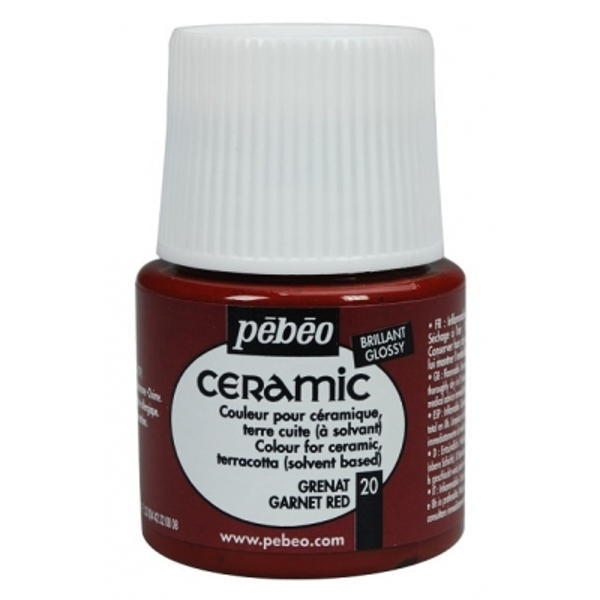 Pebeo Cam Ceramic Seramik Boyası 20 Garnet Red-Garnet Kırmızı 45ML.