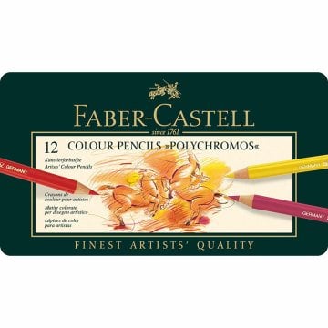 Faber Castell Polychromos Kuru Boya Kalemi Metal Kutu 12'li