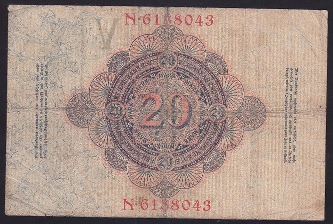 ALMANYA 20 MARK 1914 TEMİZ eski kağıt para fiyatları