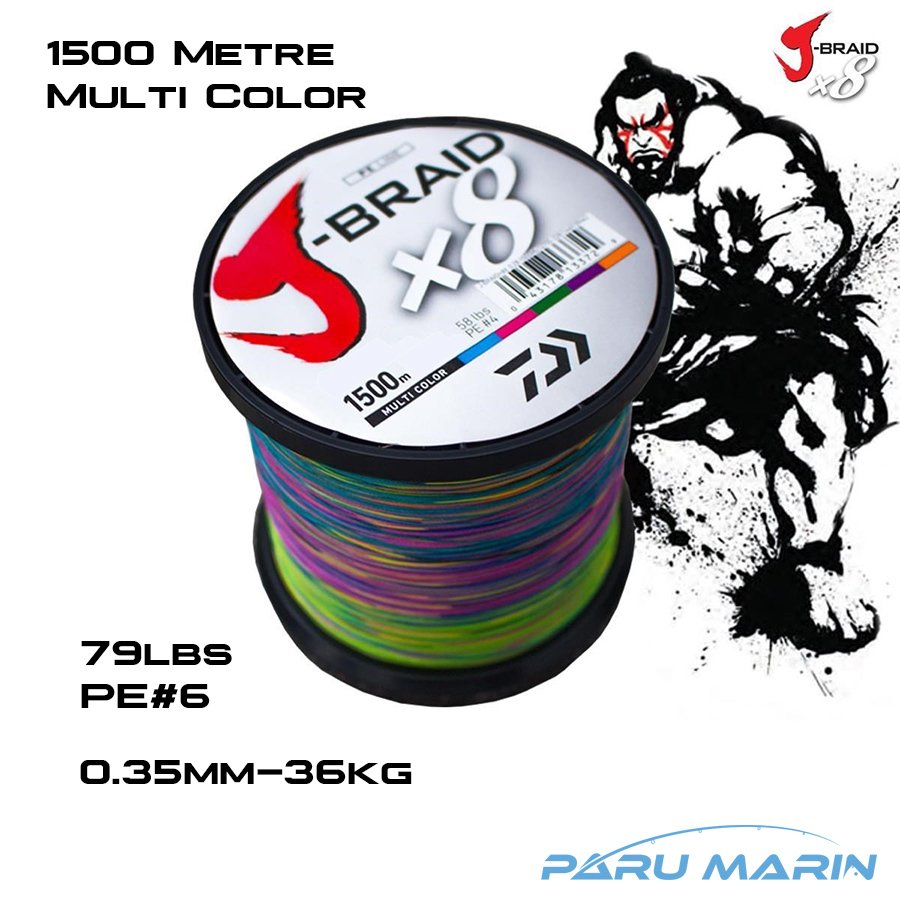 Daiwa J-Braid x8 Multi Color 1500 Mt. 0.28mm 26.5kg. İp Misina