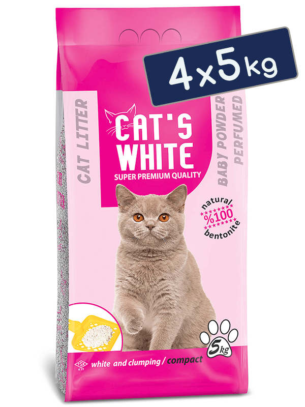 Cats White Bebek Pudrası Kokulu Topaklaşan Doğal Bentonit Kedi Kumu 6