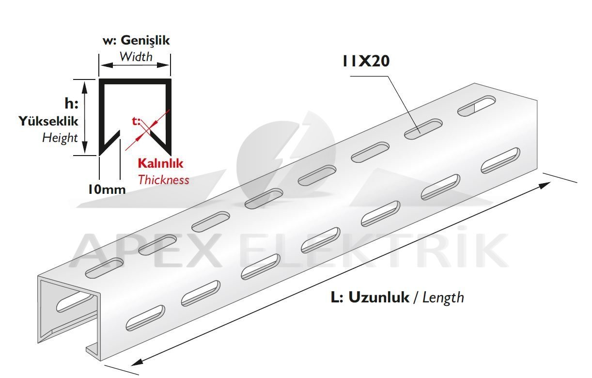  C  Profil  l  2000mm h 42 Delikli 3 00mm Pre Galvaniz TS 