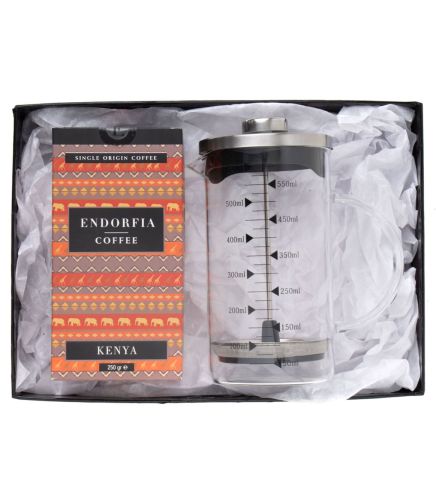 Borosilikat 600 Ml French Press ve 250 gr Kenya Kahve