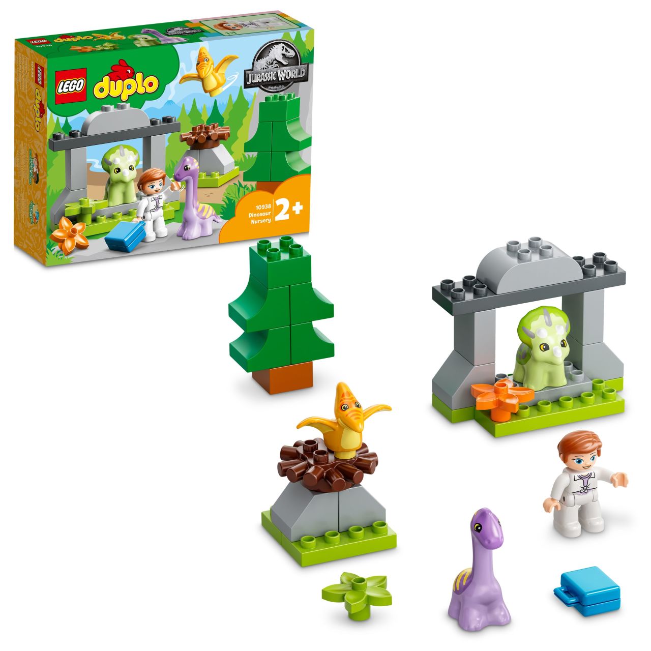 LEGO® DUPLO® Jurassic World Dinozor Yuvası 10938 - 2 Yaş ve Üzeri Çocuklar için 3 Hayvan ve bir Claire Dearing Figürü İçeren Oyuncak Yapım Seti (27 Parça)