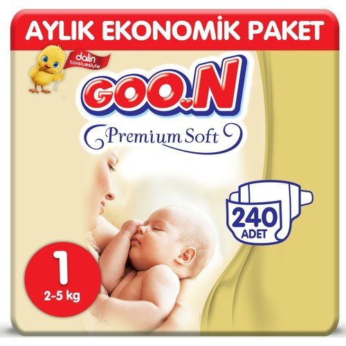 Goon Premium Soft 1 Numara Yenidoğan 60�lı 4 Paket Bebek Bezi