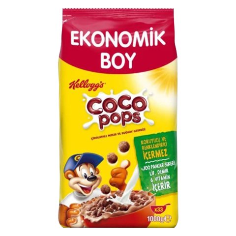 Kellogg's Coco Pops Çikolatalı Mısır ve Buğday Gevreği 1000 Gr