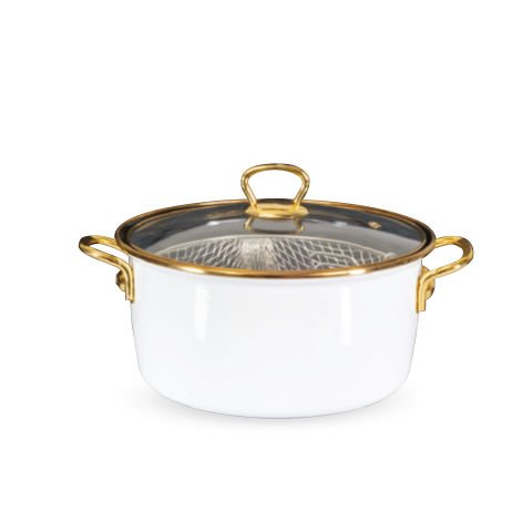 Gold Kitchen Emaye Beyaz Kızartma Tenceresi 22 Cm